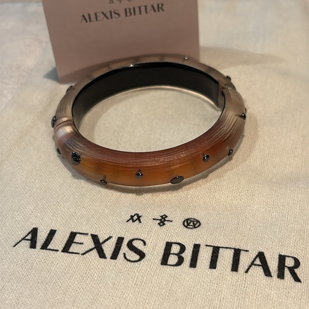 Alexis Bittar Lucite Studded Hinged Bangle Bracelet